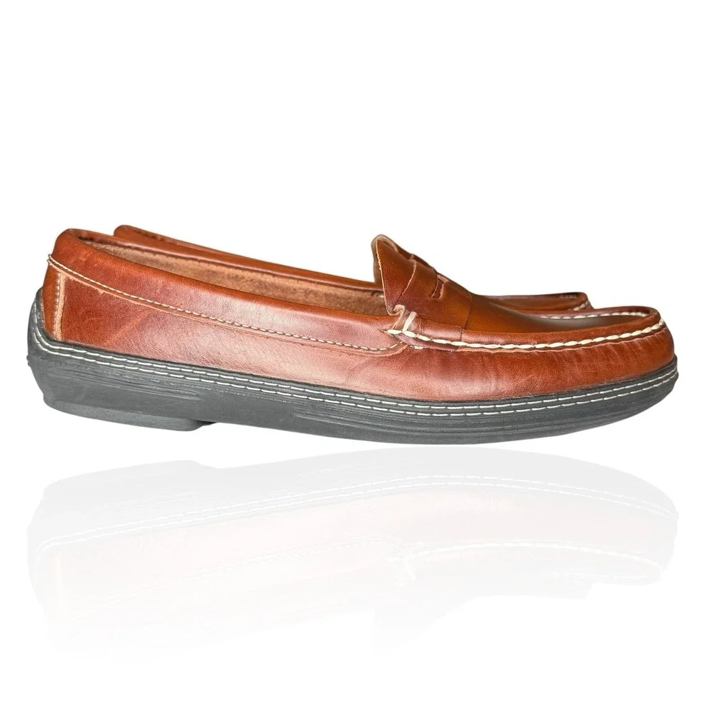 Handsewn Company Men's 8.5 Brown Leather Dress Penny Loafers‎ Drivers Moc Toe